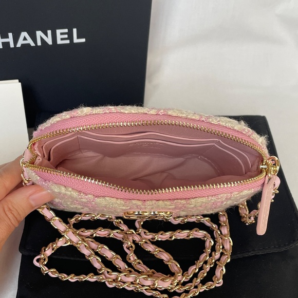 NEW CC Pink Tweed Mini with Box & Dust Bag Chain - Picture 7 of 10